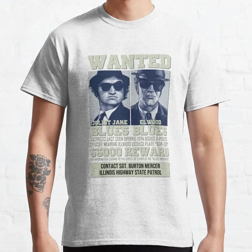 Blues Brothers - Wanted Ray Charles Vintage Musician Classic T-Shirt Custom Aldult Teen Unisex Digital Printing Tee Shirts