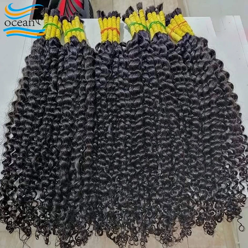 ボヘミアンブレイズ用人毛エクステ 100g ディープウェーブ バルク人毛 100% ブラジル産バージンヘア エクステ バルク ナチュラルカラー 18インチ