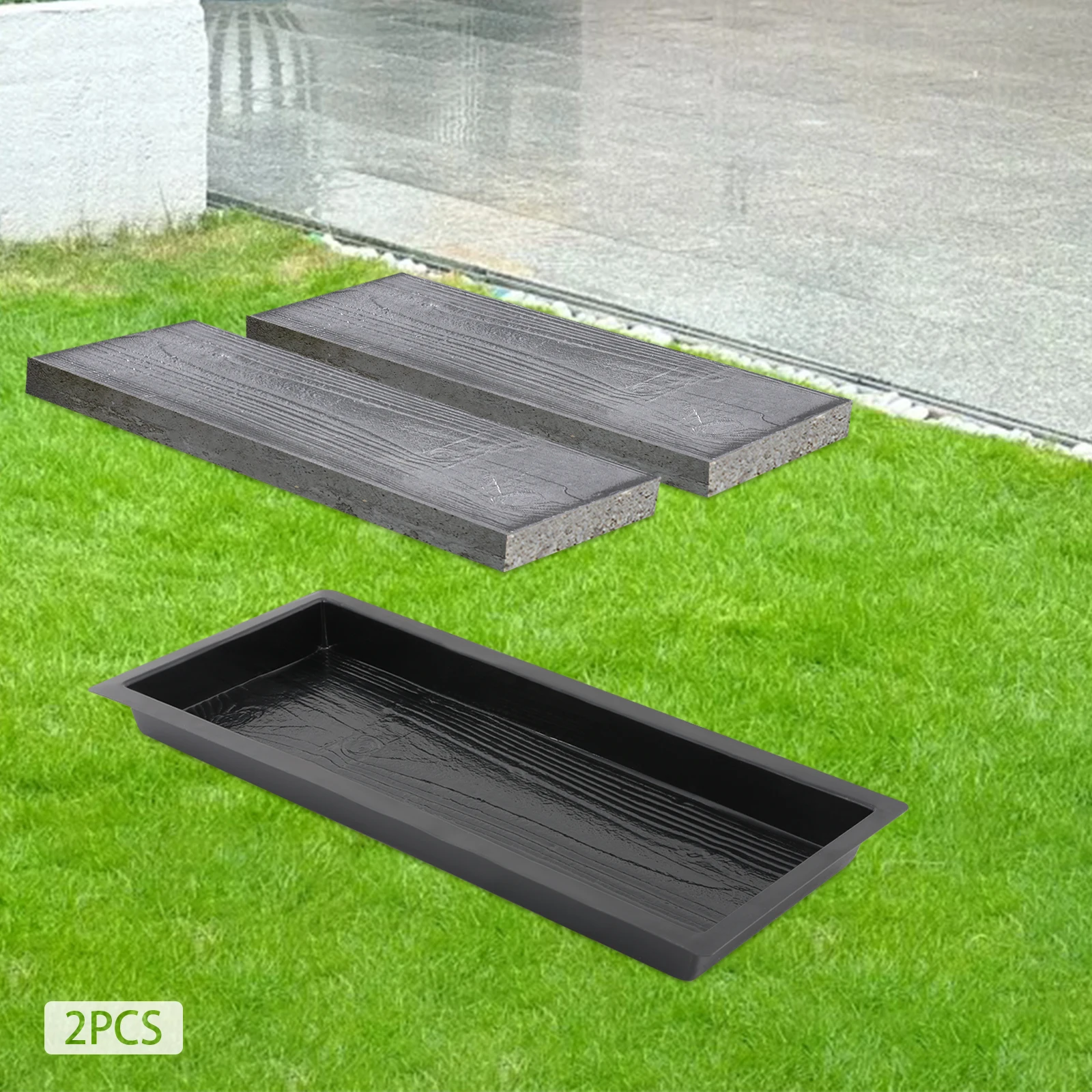 

Black ABS Reusable Wood-Like Paving Molds 2PCS Paving Molds 59.5x19x4.5cm Paving Molds Reusable Pavement Tile Template