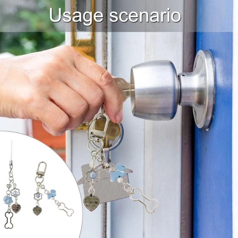 Resin Heart Dogs قلادة مفاتيح حزام الهاتف الحبل للهواتف وأكياس الكاميرا E0BF