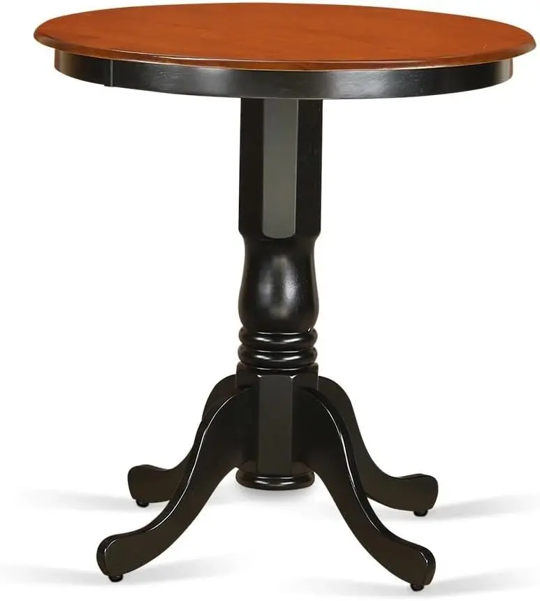 Edt-Blk-Tp Eden Counter Height Table - A Round Dining Table Top With Pedestal Base, 30X30 Inch, Black & Cherry