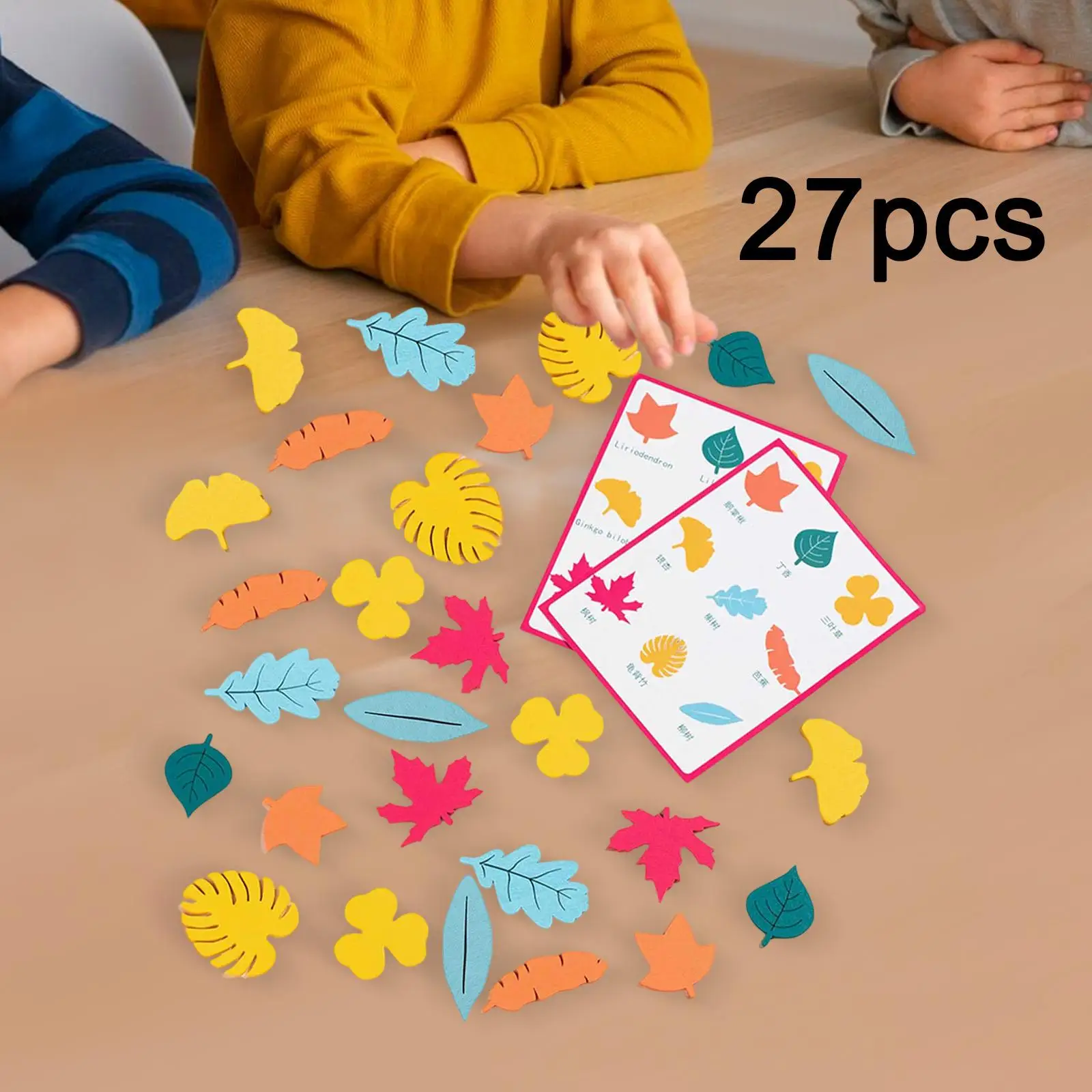 27x jouets d'identification de feuilles en bois, jouet de tri sensoriel de formes de couleur pour tout-petits