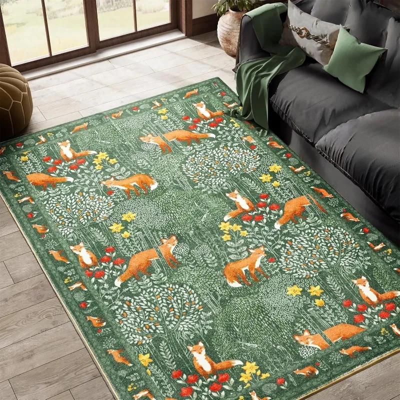 Cute Abstract Tropical Jungle Forest Carpet for Living Room Non-slip Machine Washable Floor Mat Large Sofa Bedroom Bedside Rug