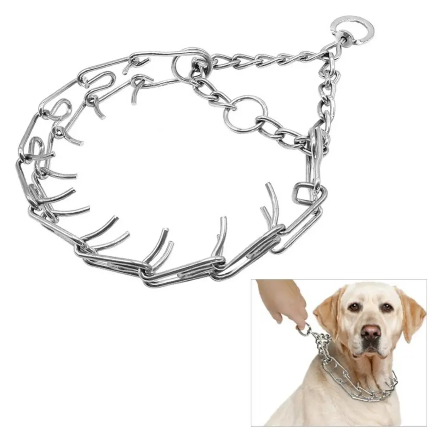 Stainless Steel Pet Prong Collar German Shepherd Adjustable Alloy Prong Large Dog Pet Training Stimulate Chain Choke Collar hot