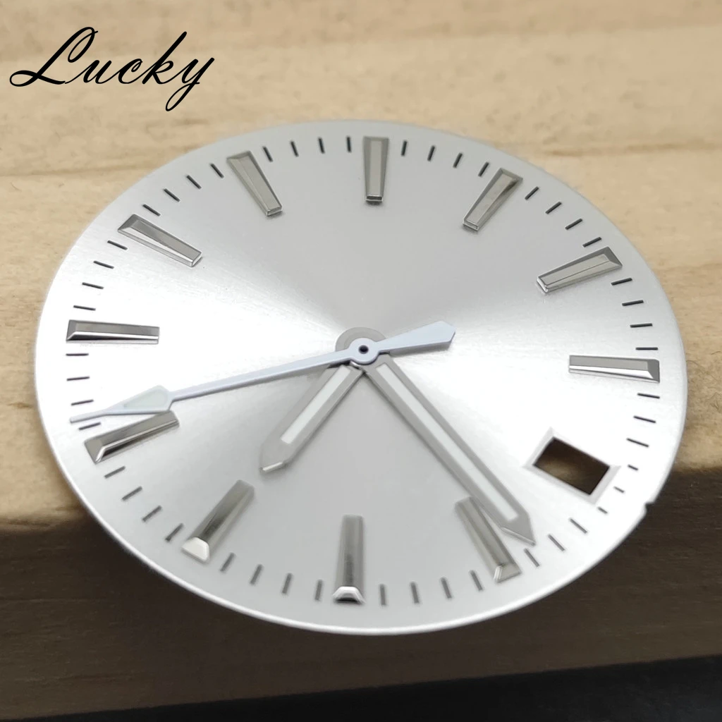 28.5 مللي متر ساعة فضية الطلب مجموعة SUB وجوه ساعة بلون مع NH35 ساعة الأيدي تناسب NH35 NH36 4R 7S حركة الملحقات ﻿ ﻿