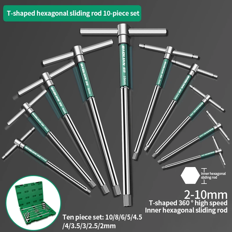 Verlängerter T-Steckschlüsselsatz Torx-Schraubendreher T-Typ Inbusschlüssel Chrom-Schraubenschlüssel Handwerkzeuge Sortierte Größen 2,5mm bis 10mm
