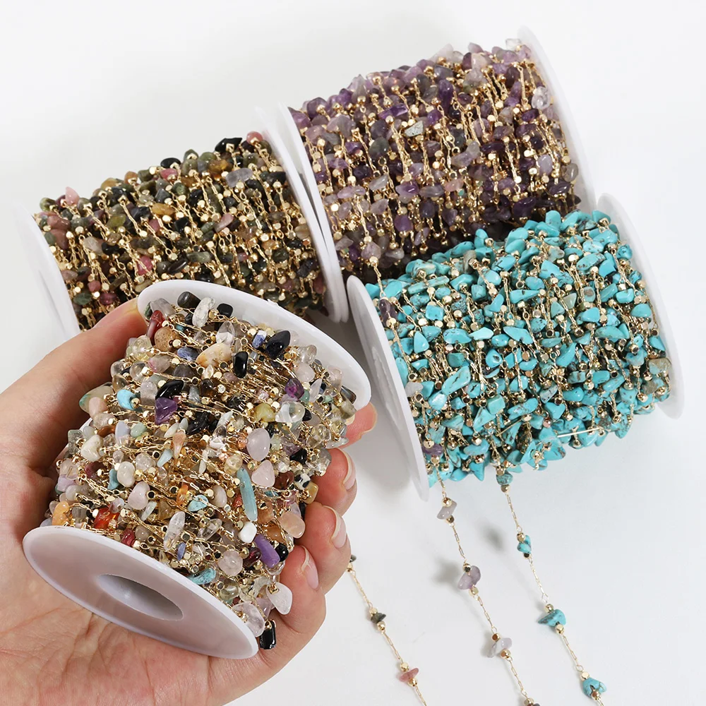 1Meter Colorful Crystal Beads Chains Irregular Stone Chains Necklace Bracelets Components for Jewelry Making DIY Accessories