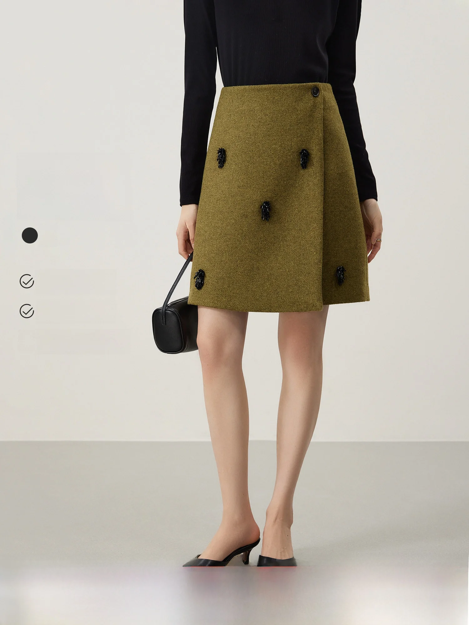 

Handmade Beaded f Skirt Women's A-Line Winter Wool Blend High Waist Straight Cut Daily Wear Premium Quali