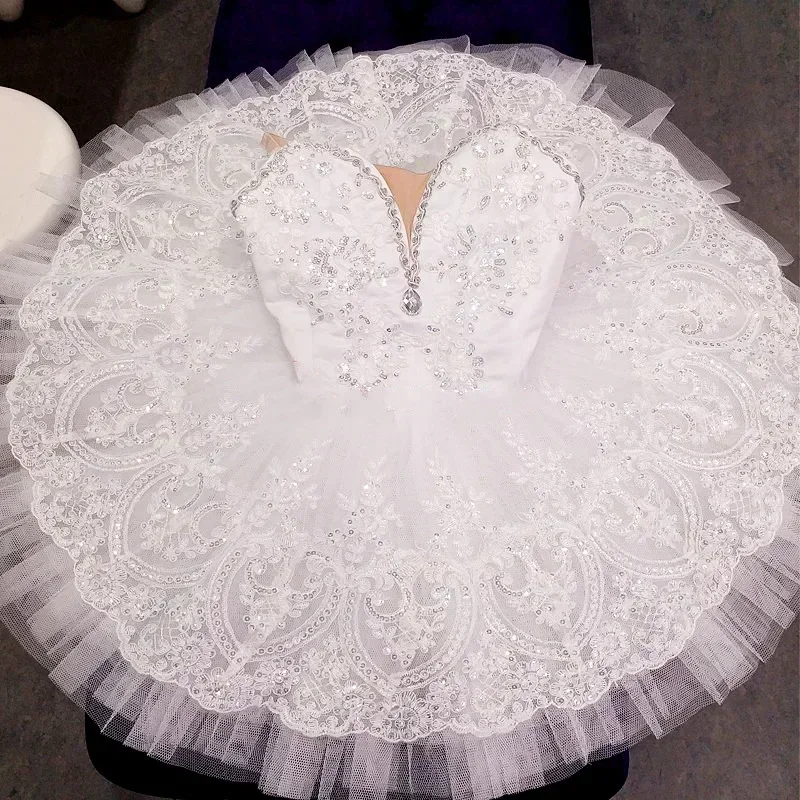 Falda tutú de Ballet con tirantes para niños, trajes de actuación de baile del lago de los cisnes blancos, ropa de baile de belleza