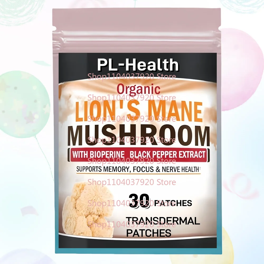 30 Patches Lions Mane Mushrooms Transdermal Patches with BioPerine Nootropic Brain for Memory and Focus
