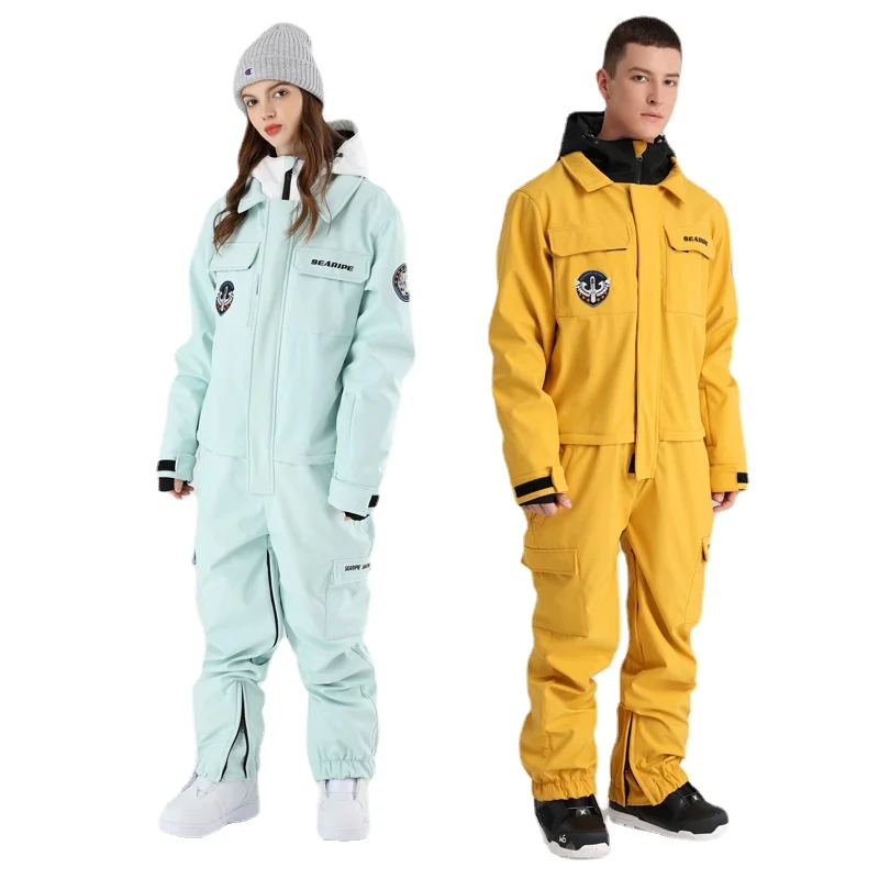 

New workwear jumpsuit for men and women waterproof windproof breathable single board and double board ski clothes and pants