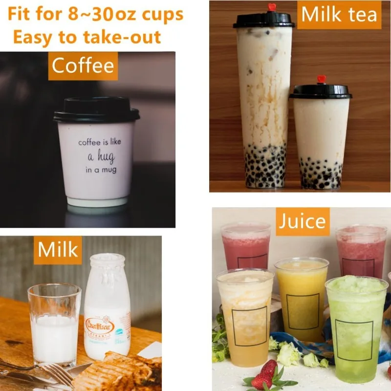 100 Pack Portable 1-Cup Drink Carrier - Clear Plastic Cup Holder w/Handle for Coffee/Tea/Juice, Take Out Bags for Restaurants