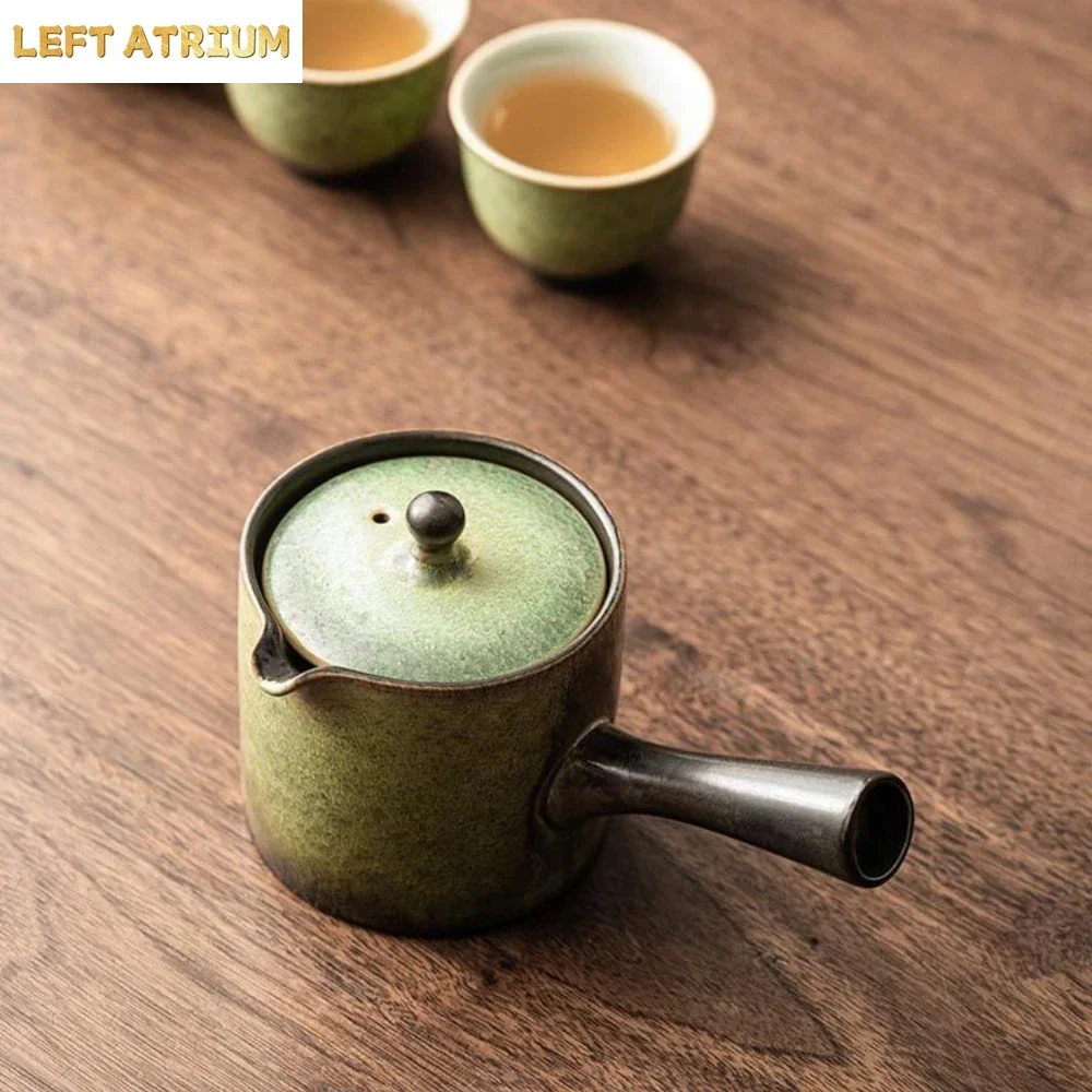 160ML Kiln-transformed Retro Side-handled Ceramic Teapot, Chinese-style Gongfu Tea Set Household and Guest Heat-resistant Teapot