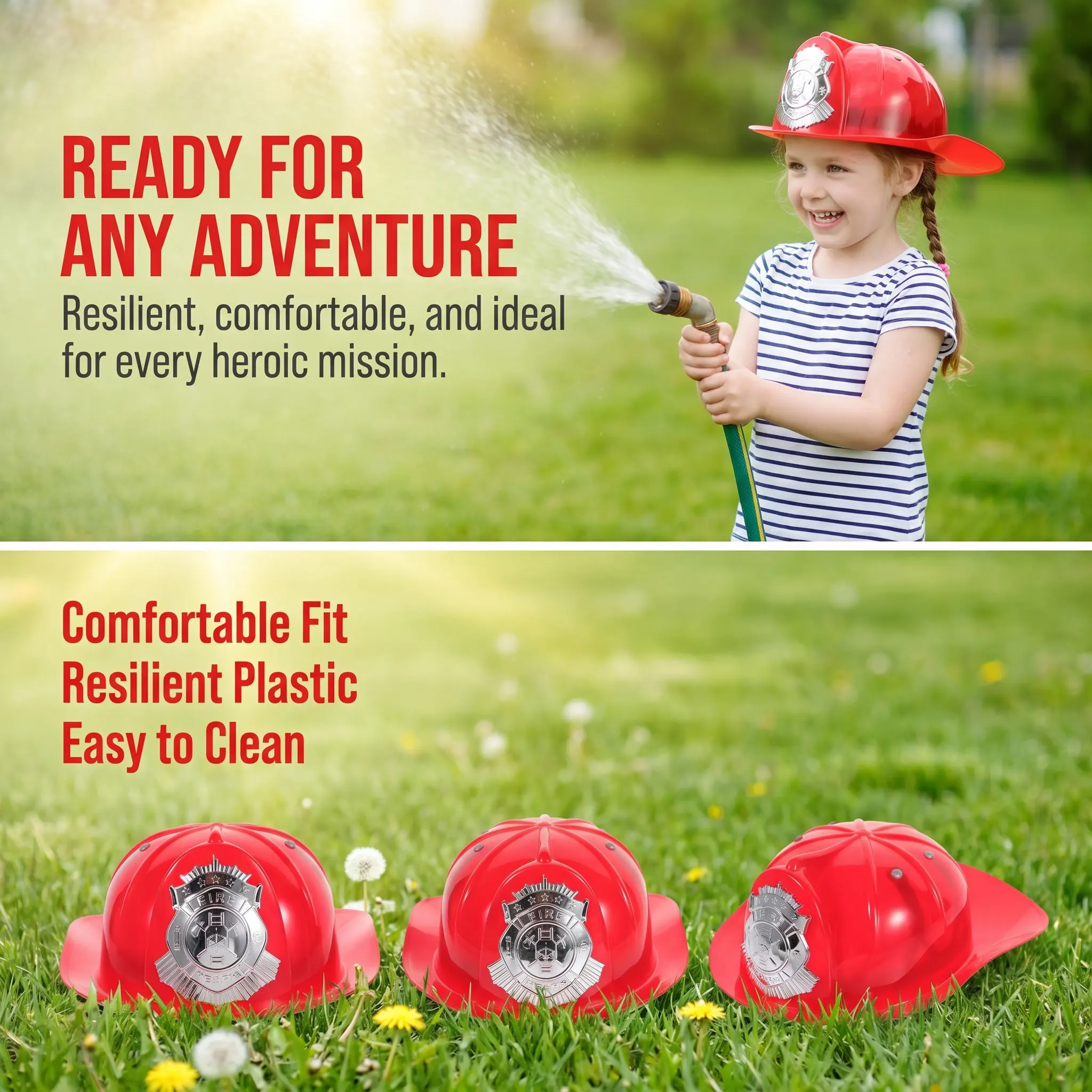 Plastic Firefighter Hat Kids Fireman Cosplay Costume Accessory for Role Activity Birthday Party Dress Up