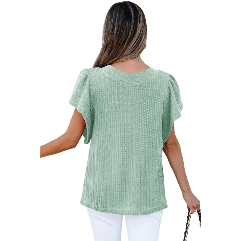 

Blouses For Women Dressy Casual 2025 Cute Summer Shirts Fashion Ruffle Sleeve Business Tops For Women-A55G