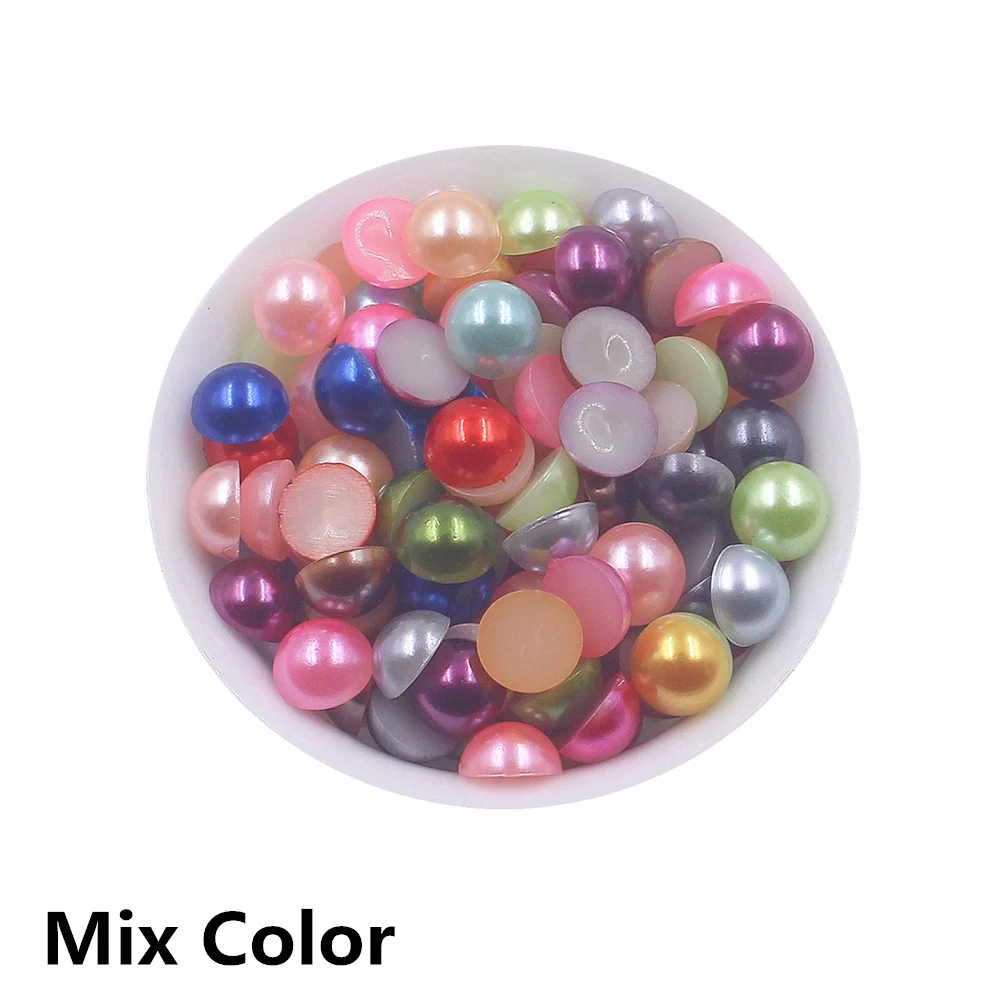 50 farben Größen 6/8/10MM ABS Kunststoff Halb Runde Flatback perle Lose Perlen DIY Schmuck/headwear/Nagel Kunst/Telefon Schmücken