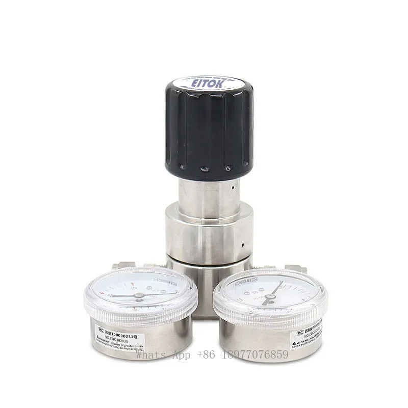 Stainless Steel 316L PTFE High Pressure Gas Regulator With Gauge Medium Flow Diaphragm CV Methane O2 CO2 Co2 Pressure Reducer