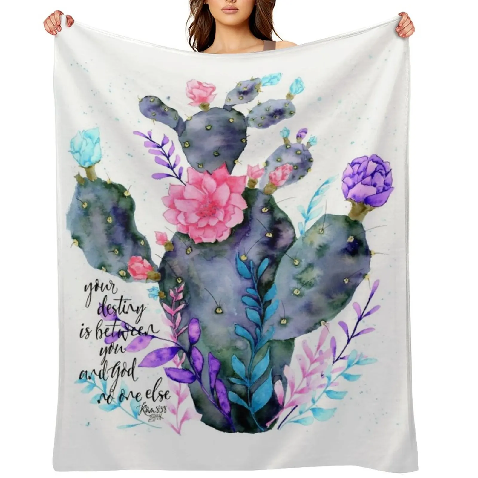 

cactus watercolor painting Throw Blanket For Baby Cute Plaid Plaid Bed linens Blankets