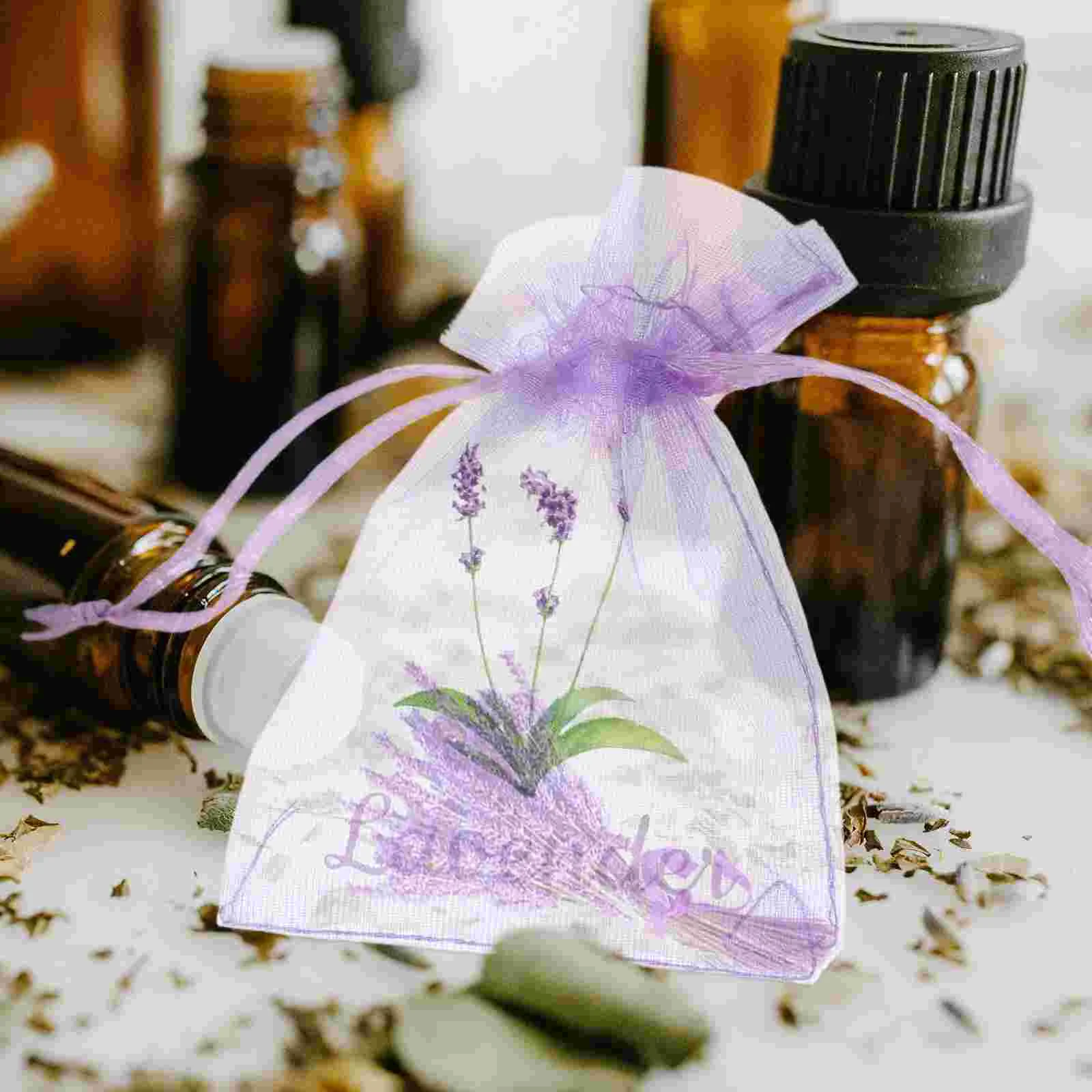 20pcs Lavender Sachets Drawstring Bags Empty Organza Pouches Sachet Empty Bags Organza Gauze Bags for Lavender Herbs Spices