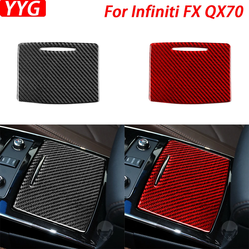 For Infiniti FX 2009-2013 QX70 2014-2022 Carbon Fiber Gear Shift Panel Storage Box Cover Trim Car Intrior Accessories Sticker