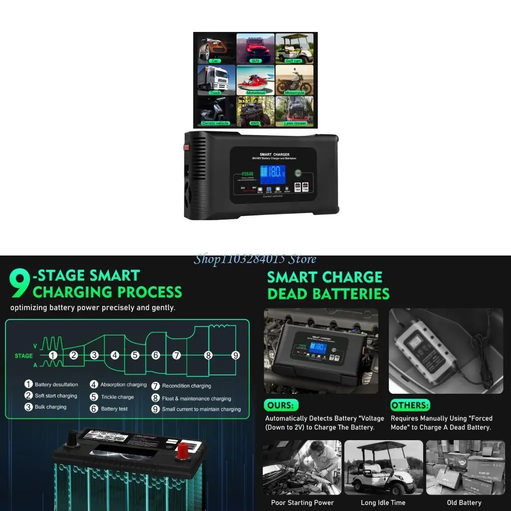 

R6ff Intellent Golf Cart Actercare 36V 18A 48V 13a с ЖК -дисциплин монитора напряжений