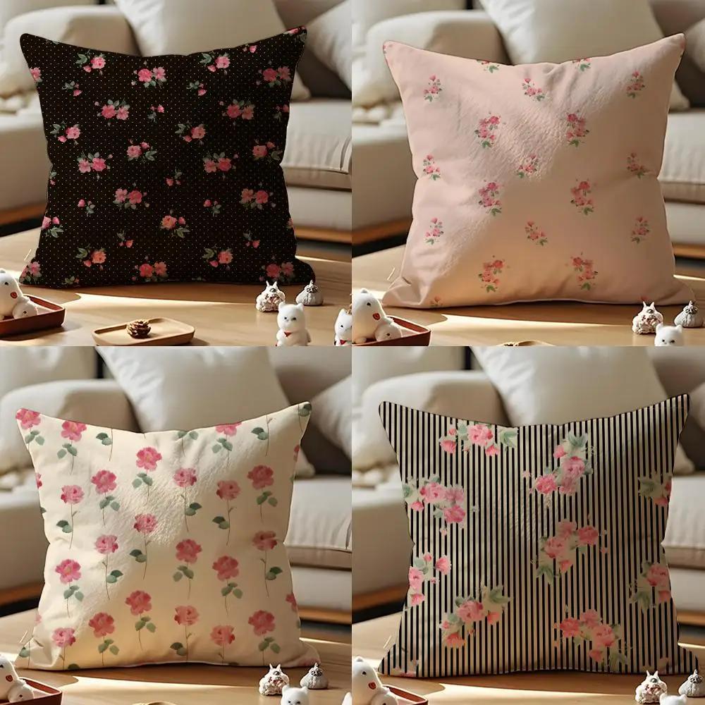 Warm Roses Bloom In Midsummer Pillow Case Anti-dustmite Pillowcase Invisible Zipper Silky Short Plush Sofa Cushion Cover