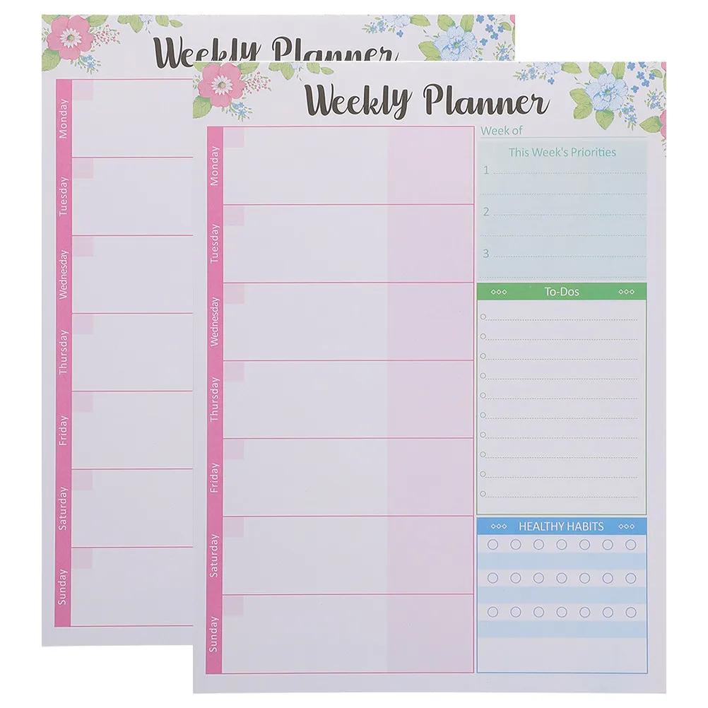 

2Pcs to Do List Notepad Weekly Planner Notebook for Daily Task Planning School Office Travel Organizer to Do List Planner