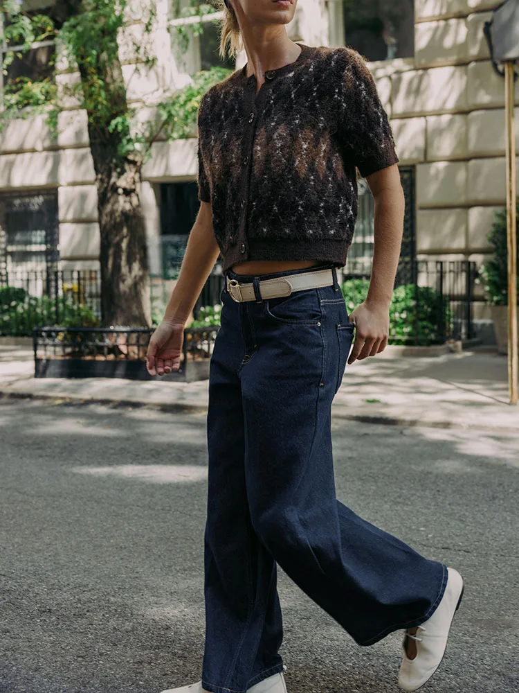 Fall 2025 New Arrival Women's Knitted ort Sve round Ne Jaet Faionable Diamond Pattern Casual Sle Girl's Coat