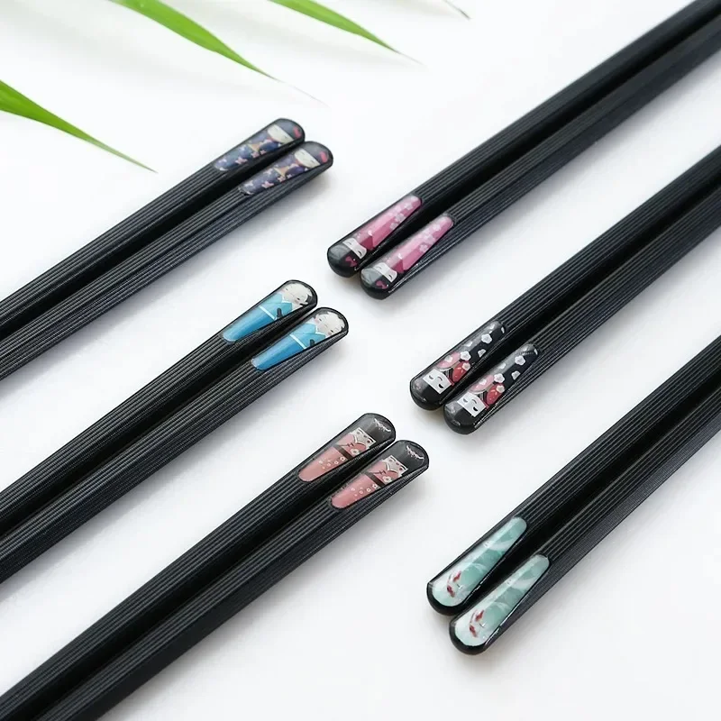 Black Alloy Chopsticks Set 10 Pairs Japanese Sushi Chopsticks Restaurant Tableware Accessories Anti-mold and Antibacterial