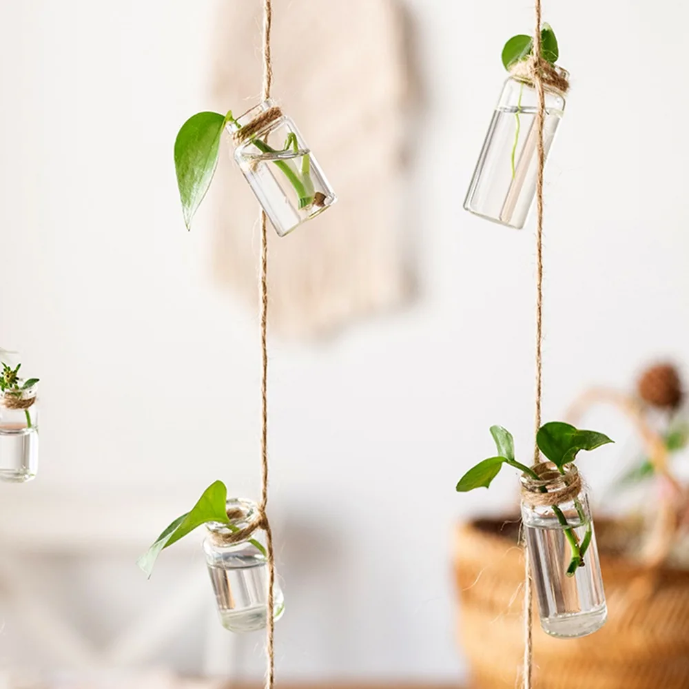 الشمال مع 8 زجاجة صغيرة المائية الحاويات الزجاج زهرية 1 سلاسل الرياح الدقات شنقا زهرية
