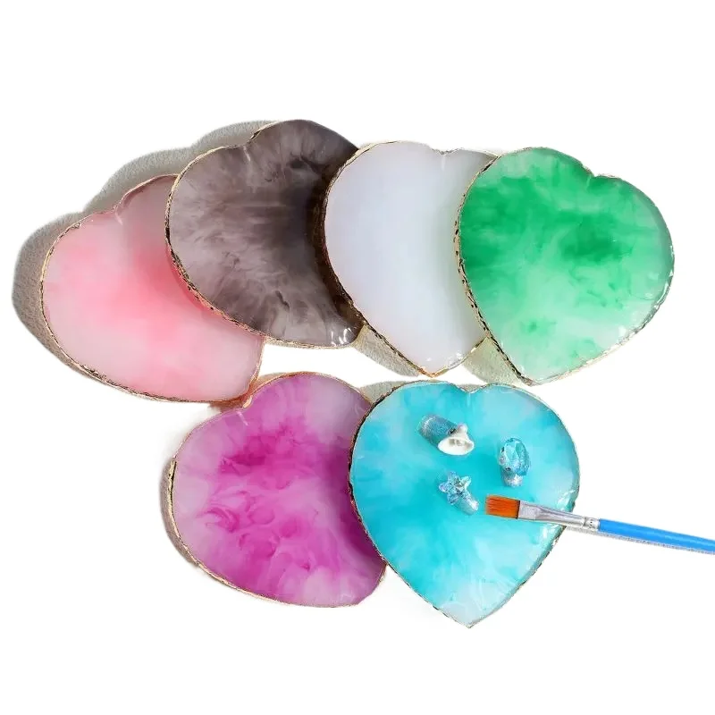 

Heart Shaped Agate Nail Display Tray Mixing Color Drawing Pallet Gel Polish Display Shelf Manicure Tools Natural Nail Palette