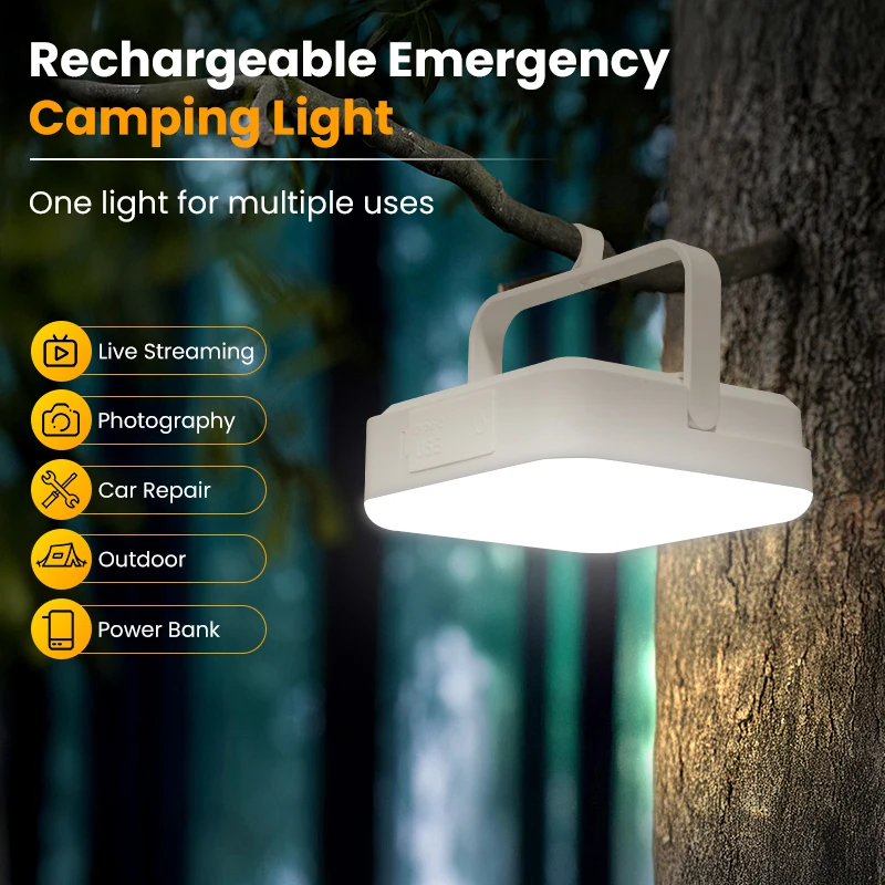 

LED Camping Light Rechargable Portable Tent Lantern 3600mAh Power Bank Lamp Fourth Gear Dimmable Hiking Outdoor Emergency Light