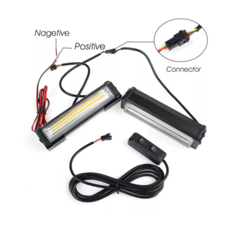 Strobe Light Radiator Grille of Car One-to-Two Middle Net Cob Car Modification Opening Bright Strobe Light Warning Light