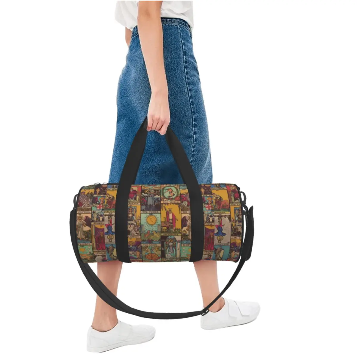 Bolsa de viaje de retazos de Tarot, bolsas deportivas de equipaje Vintage, bolsa de gimnasio gráfica de gran capacidad, bolsa de Fitness portátil con patrón masculino y femenino