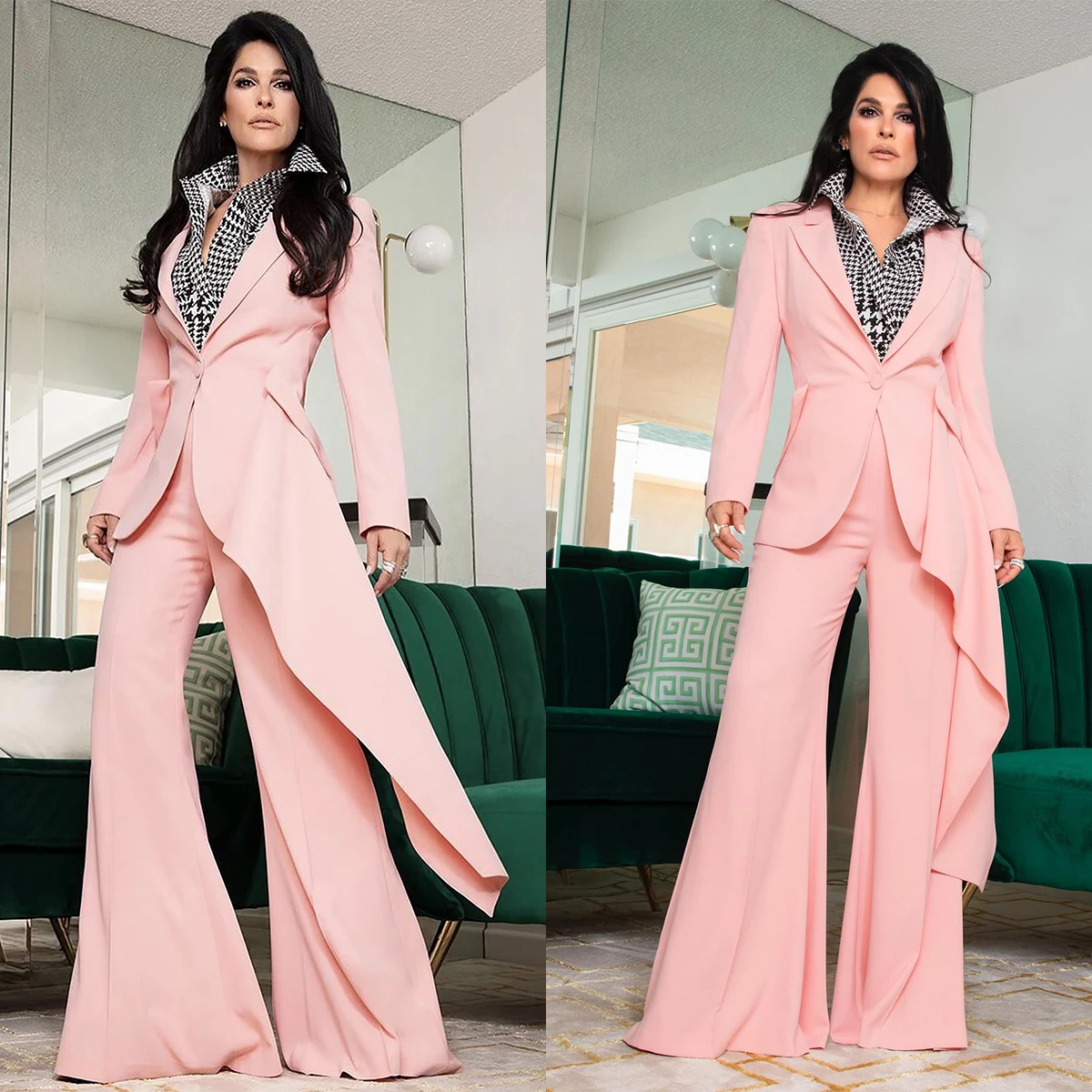 Spring Pink Women Pants Suits Wedding Blazer Slim Fit Long Jacket Guest Wear Slim Fit 2 Pieces