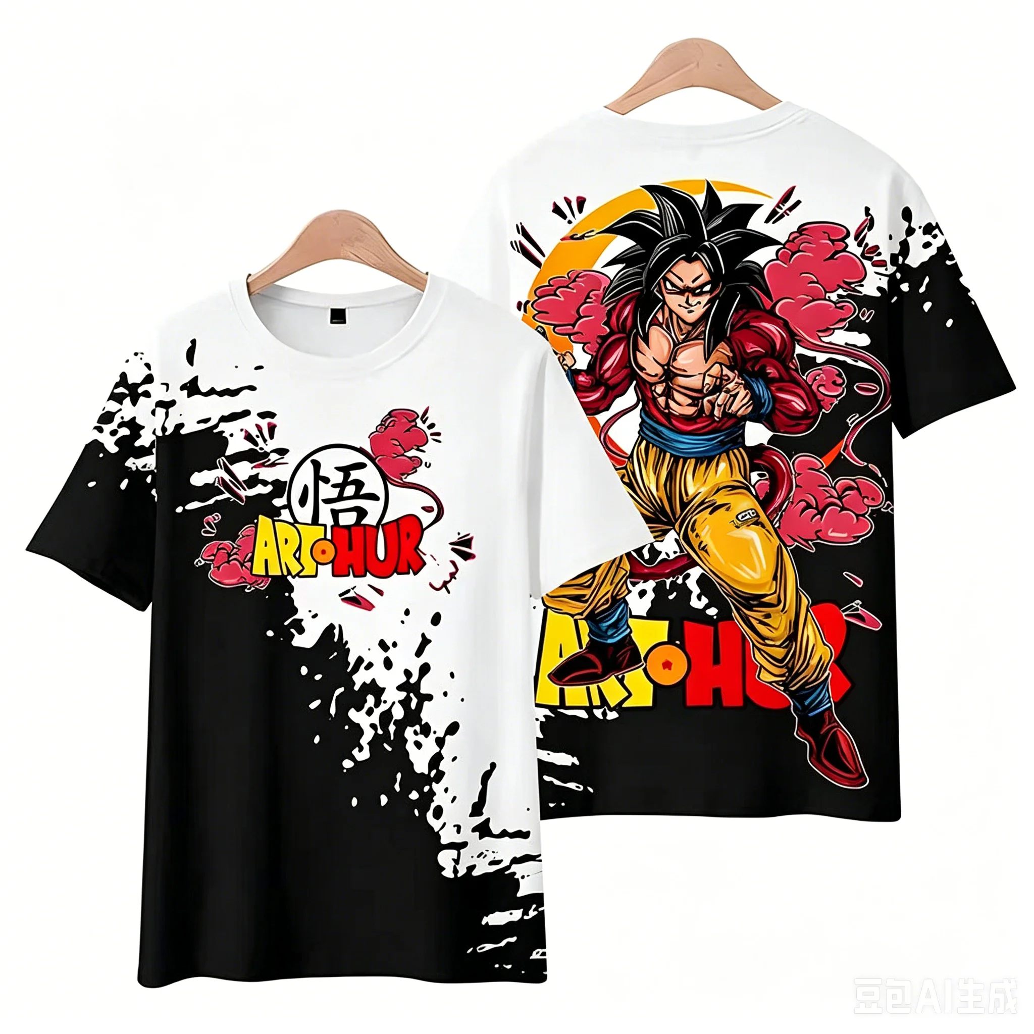 Klassisches „Dragon Ball Z“ Super Saiyan Goku 3D-gedrucktes, atmungsaktives T-Shirt, cooles Anime-T-Shirt für Jungen und Mädchen – Detail 4