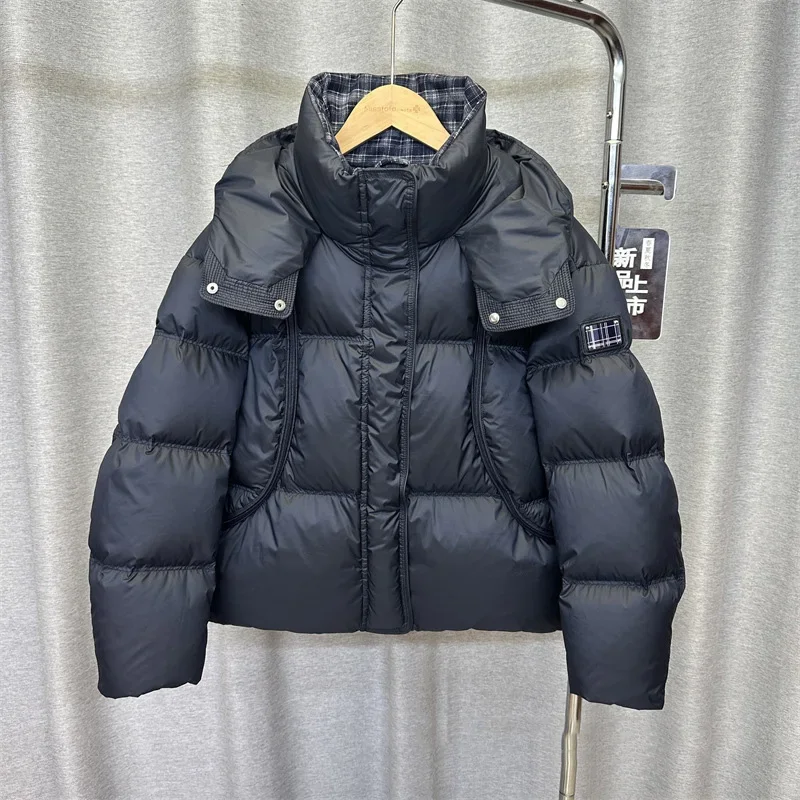 شتاء جديد فضفاض مقنعين المألوف القطن مبطن سترة 90 الأبيض بطة أسفل سترة للنساء معطف منتفخ سميك قصير #5