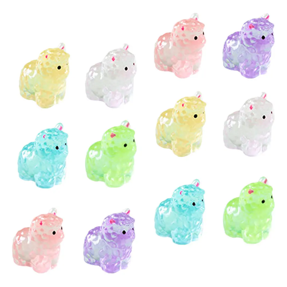 

12 PCS Luminous Alpaca Ornaments Fairies Figurines Resin Crafts Mini Animals Bulk