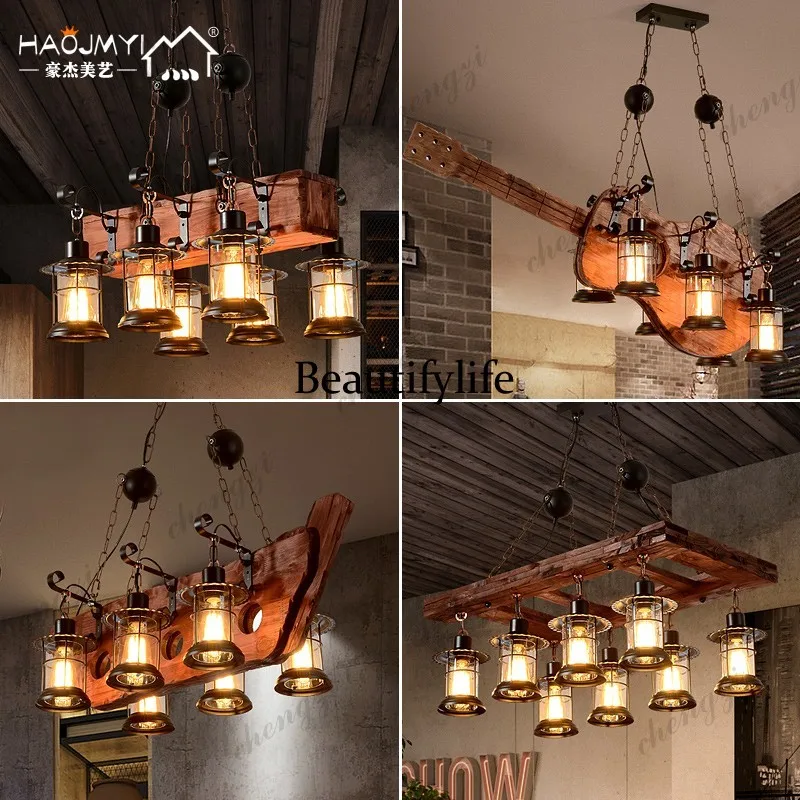 American retro cafe Internet cafe clear bar chandelier creative personality guitar antique nostalgia