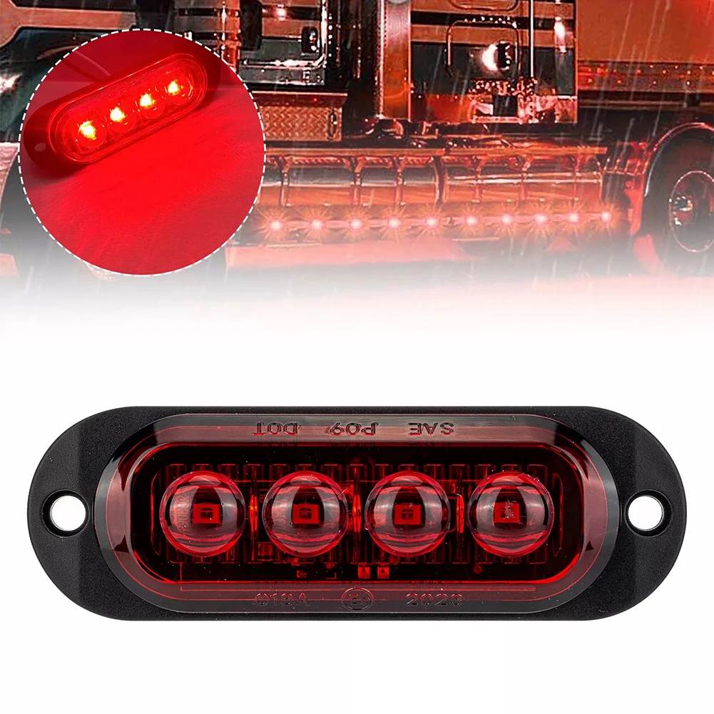 4LED Side Marker Clearance Lights For Trailer Low Power Consumption ABS Plastic Housing DC 12V-24V Fully Waterproof