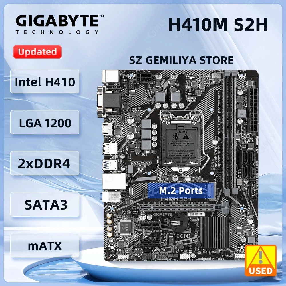 

Материнская плата GIGABYTE H410M S2H, Intel H470, LGA1200, DDR4, поддержка до 32 ГБ, совместима с i5-10600, 10100, 10900, 10400, 10105