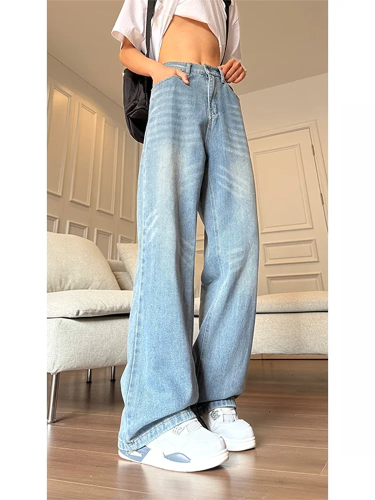 

Мужские джинсы прямого кроя для повседневной носки, из смесового хлопка и полиэстера, со средней посадкой, на молнии, длинные брюки для осени