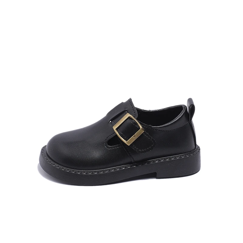 Sapato de couro liso estilo britânico infantil, sapatos pequenos, moda, primavera, outono, 2024