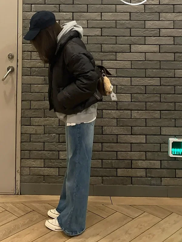 Amerikanische Retro Bell-Bottom-Jeans für Damen, Neu 2025, Niedriger Bund, Locker Geschnitten, Lange Hose, Herbst-Winter, Verschleißfest, Lässige Hose