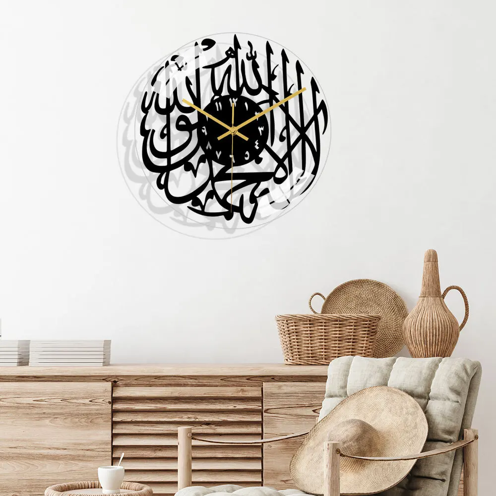 Circle Acrylic Eid Wall Clock Living Room Bedroom Home Decor Middle East Moose Muslim Ramadan Decorations 3D Wall Sticker رمضان