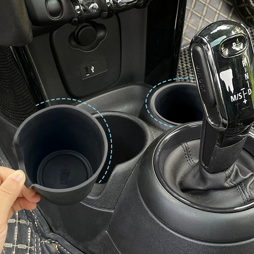 Fit for Mini Cooper F55 F56 2014-2023 Black Plastic Interior Console Water Cup Holder Cover 2pcs
