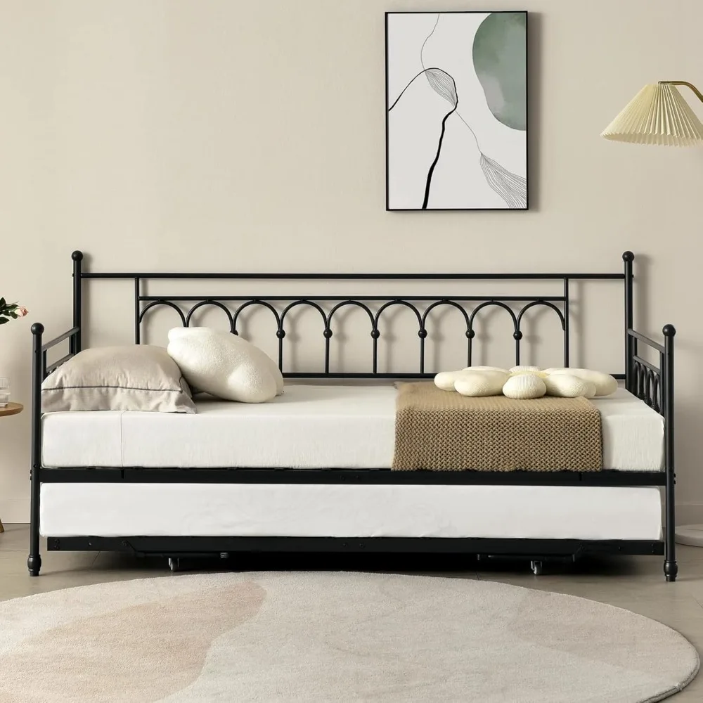 سرير نهاري مزدوج مع سرير دولاب مزدوج، سرير نهاري معدني بحجم مزدوج، سرير نهاري موفر للمساحة مع إطار سرير منبثق