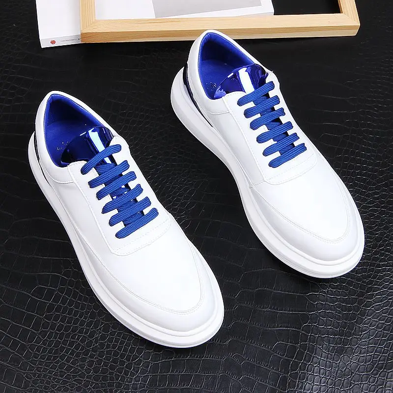 

Senior men's small white shoes Fashion men's art casual leather shoes day thick soled loafers fashion skateboard shoes A01