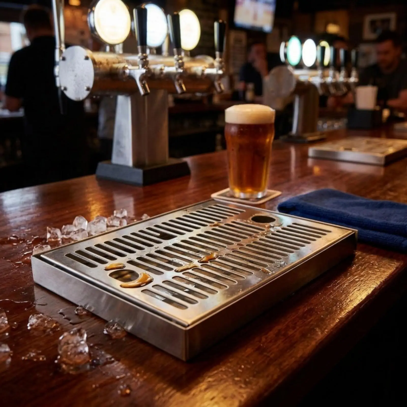 Beer Drip Tray Stainless Steel Surface Mount Drip Tray Low-Profile for Bartenders, Homebrewers, Establishments, Kegerators