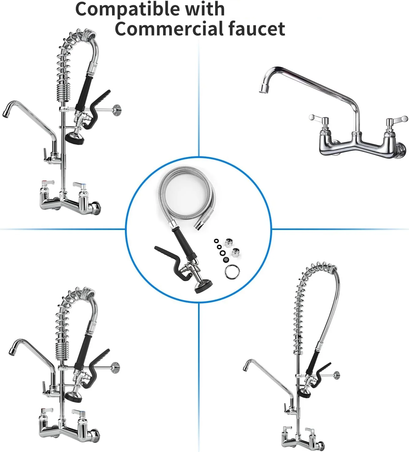 Imagem -05 - Mangueira com Pre Rinse Válvula de Pulverizador Água Fluxo Pulverizador Punho Ergonômico Pia Cozinha Comercial 45 Aço Inoxidável